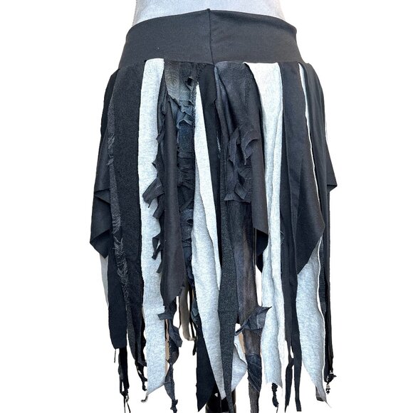 Gray Mummy Skirt Size Small Medium Fringe Top Cosplay Costume Tattered Torn Goth - Picture 1 of 15